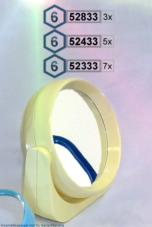Kosmetikspiegel mit Kunststoffrahmen, Planglas und 5x Vergrsserung
